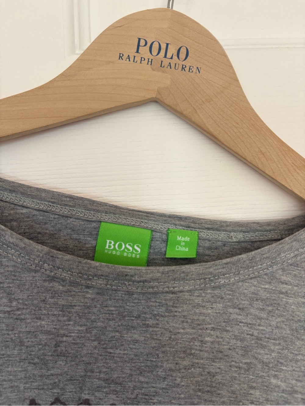 Hugo Boss Light Grey Crewneck Tee with Dark Graphic Crest - Picture 2 of 4